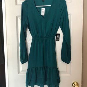 Express Silk Ruffle Hem Dress